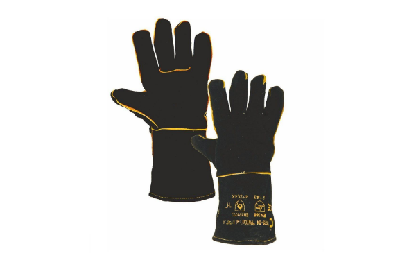 Leather and fabric gloves