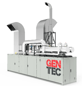 Cogenerator Gentec 999 kW for natural gas, installation in a container