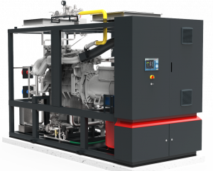 Cogenerator Gentec 1169 kWe for biogas operation, frame mounting, open type