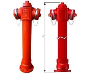 Above-ground fire hydrant, monobloc - 2B outlets, set with heel