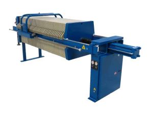 Chamber filter press with plate size 800x800 mm with plate receiving device, rotary plates, plate cleaning device
