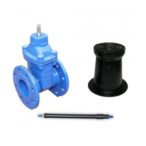 Gate valve with rubberized wedge body cast iron EPDM seal - short construction length